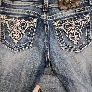 Miss Me Denim Boot Cut Jeans with Intricate Embroidery